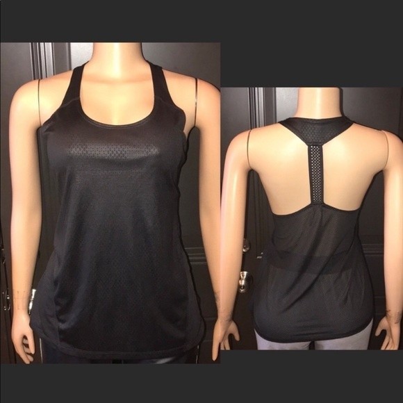Danskin Now Tank Top Racer Back black loose fit elastic strap vented size L - Picture 5 of 12